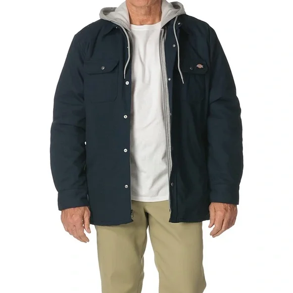 Dickies men's relaxed fit hooded quilted shop shirt jacket